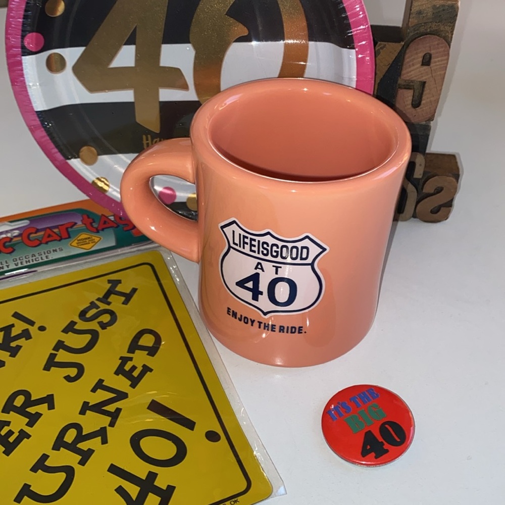 🎂☕️🆕LIFE IS GOOD ‘At 40’ Stoneware Coffee Mug